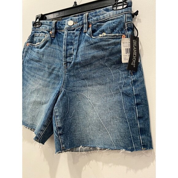 NWT BLANKNYC Size 27 Button Fly Raw Hem Long Denim Shorts MSRP $78 - Picture 10 of 10